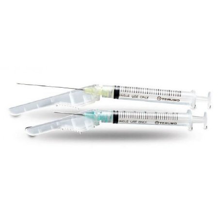 Picture of Tuberculin Syringe with Needle SurGuard® 1 mL 27 Gauge 1/2 Inch Attached Needle Hinged Safety NeedleSG3-01T2713