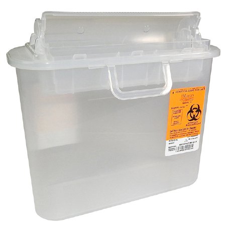 Picture of Sharps Container Sharps-Tainer® 10-1/2 X 3-1/2 X 10-1/2 Inch 5.4 Quart Translucent Base / Translucent Lid Horizontal Entry Rotating Lid8708C