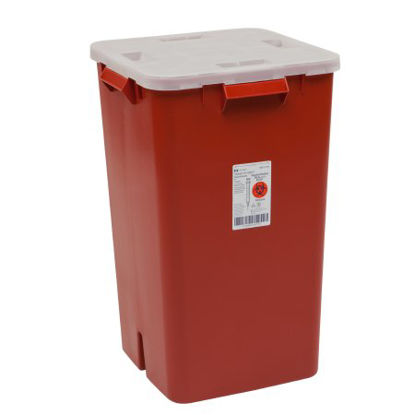 Picture of Sharps Container Sharps-A-Gator™ 22 H X 14 W X 14 D Inch 19 Gallon Red Base / Clear Lid Horizontal Entry Hinged Split Lid31378089