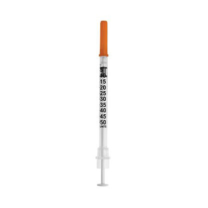 Picture of Insulin Syringe with Needle Sol-Care™ 0.5 mL 30 Gauge 5/16 Inch Attached Needle Retractable Needle100089IM