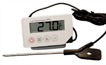 Picture of Digital Water-Resistant Thermometer with Alarm Fahrenheit / Celsius -40° to 400°F (-40° to 200°C) External Probe Magnet Battery OperatedACCD101DIG