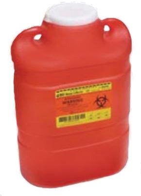 Picture of Sharps Container BD™ 18 H X 7-1/2 W X 10-1/2 D Inch 5 Gallon Red Base / White Lid Vertical Entry Screw On Lid305577
