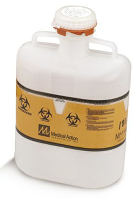 Picture of Sharps Container Sharps® Wide 12 H X 9 W X 18 D Inch 5.75 Gallon Translucent Base / Translucent Lid Vertical Entry Tethered Screw On Lid187S