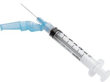 Picture of Syringe with Hypodermic Needle Needle-Pro® EDGE™ 3 mL 22 Gauge 1-1/2 Inch Detachable Needle Hinged Safety Needle432215
