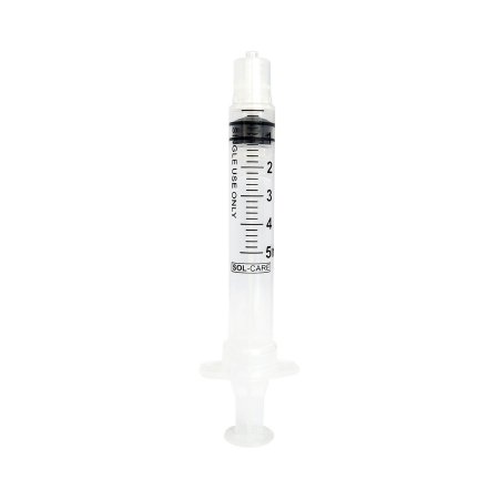 Picture of General Purpose Syringe Sol-Care™ 5 mL Individual Pack Luer Lock Tip Retractable Safety120007IM