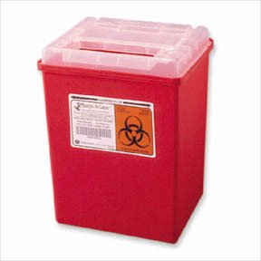 Picture of Sharps Container Fisherbrand™ Sharps-A-Gator™ 12 L X 15-1/2 W X 14 H Inch 7 Gallon Red Base / Clear Lid Horizontal Entry Mail Slot Lid14827104