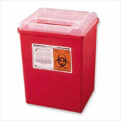 Picture of Sharps Container Fisherbrand™ Sharps-A-Gator™ 12 L X 15-1/2 W X 14 H Inch 7 Gallon Red Base / Clear Lid Horizontal Entry Mail Slot Lid14827104