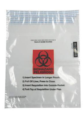Picture of Specimen Transport Bag with Document Pouch Speci-Gard® 8 X 10 Inch Polyethylene Adhesive Closure Biohazard Symbol / Instructions for Use NonSterile95-CMS810