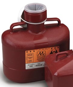 Picture of Sharps Container Sharps® 11 H X 12 W X 9 D Inch 3 Gallon Red Base / White Lid Vertical Entry Tethered Snap On Lid186W