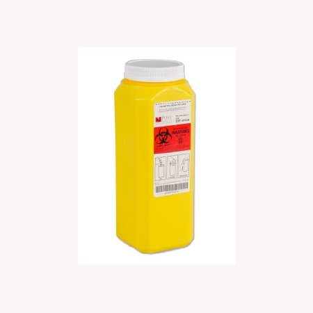 Picture of Chemotherapy Waste Container Post™ 9-15/16 H X 3 W X 3 D Inch 0.5 Gallon Yellow Base / White Lid Vertical Entry Screw On LidWD-200Y-1
