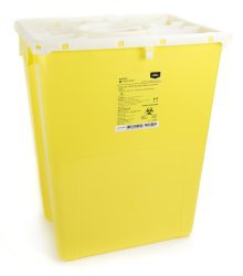 Picture of Chemotherapy Waste Container AP Line 13 L X 17-3/10 W X 20-4/5 H Inch 12 Gallon Yellow Base / White Lid Vertical Entry Port LidFGAP50MYC001