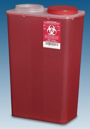 Picture of Sharps Container The Big Mouth 16-3/4 H X 11-7/8 W X 6-3/4 D Inch 3.5 Gallon Translucent Red Base / Translucent Lid Vertical Entry Chimney Top Lid146014