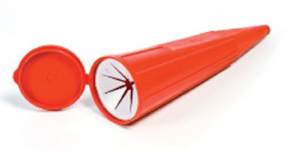 Picture of Pocket Shuttle Sharps Container Sharps® Drop Cone 2-1/4 D X 8 L Inch 2 to 5 Syringes Red Base / Red Lid Vertical Entry Snap On Lid50001-014