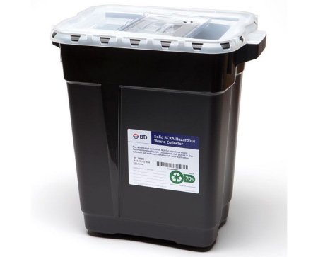 Picture of RCRA Waste Container Recykleen™ 18-1/2 H X 17-3/4 W X 11-3/4 D Inch 9 Gallon Black Base / Translucent Top Vertical Entry Gasketed Sliding Lid305069