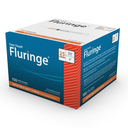 Picture of Insulin Syringe with Needle EasyTouch® Fluringe® 3 mL 25 Gauge 1 Inch Attached Needle Retractable Needle842531