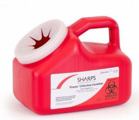 Picture of Sharps Container Pro-Tec® 1 Gallon Red Base / Translucent Lid Vertical Entry Snap On Lid61000-040