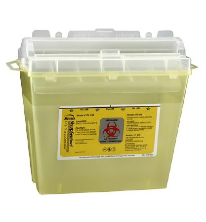 Picture of Chemotherapy Waste Container Bemis™ Sentinel 10 H X 5-1/4 W X 11 D Inch 1.25 Gallon Translucent Yellow Base / Translucent Lid Horizontal Entry Rotating Lid175 040