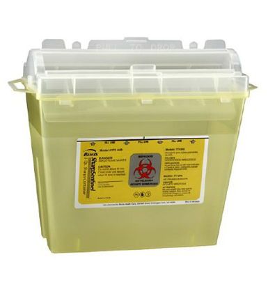 Picture of Chemotherapy Waste Container Bemis™ Sentinel 10 H X 5-1/4 W X 11 D Inch 1.25 Gallon Translucent Yellow Base / Translucent Lid Horizontal Entry Rotating Lid175 040