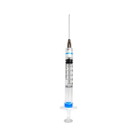 Picture of Syringe with Hypodermic Needle Sol-Care™ 3 mL 22 Gauge 1-1/2 Inch Detachable Needle Retractable Needle100076IM