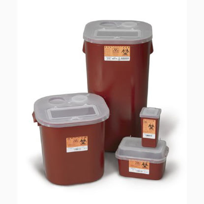 Picture of Sharps Container Sharps® 11-1/4 H X 10 W X 7 D Inch 2 Gallon Translucent Red Base / Translucent Lid Horizontal Entry Hinged Snap On Lid8707T