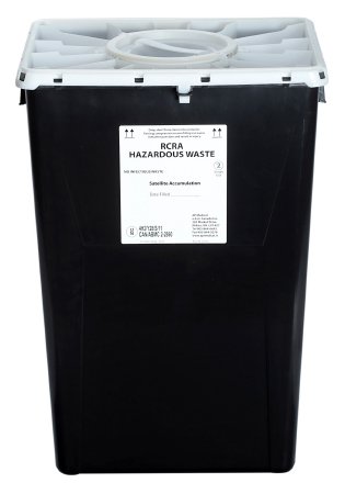 Picture of RCRA Waste Container AP Line 13 L X 17-3/10 W X 24-4/5 H Inch 18 Gallon Black Base / White Lid Vertical Entry Duo Port LidFGAP60DBC001