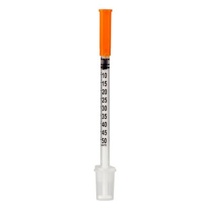 Picture of Insulin Syringe with Needle SOL-M™ 0.5 mL 27 Gauge 1/2 Inch Attached Needle Without Safety1652712B