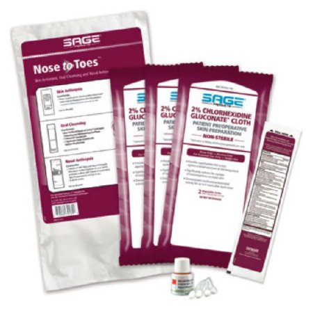 Picture of Skin, Nasal, and Oral Prep Kit Sage Nose To Toes™ Soft Pack 2% / 5% Strength CHG (Chlorhexidine Gluconate) / Povidone Iodine NonSterile9010