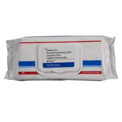 Picture of Rinse-Free Personal Wipe Cardinal Health™ Wings™ Soft Pack Vitamin E / Chamomile / Aloe Vera Scented 48 Count5199S