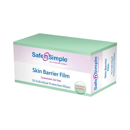 Picture of Skin Barrier Wipe Safe N Simple™ 43% / 20% Strength Isopropyl Alcohol / Butyl Ester of PVM/MA Copolymer Individual Packet NonSterileSNS81851