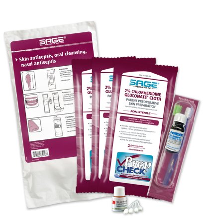 Picture of Skin, Nasal, and Oral Prep Kit Sage Nose To Toes™ Soft Pack 2% / 5% Strength CHG (Chlorhexidine Gluconate) / Povidone Iodine NonSterile9011