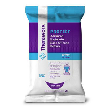 Picture of Personal Wipe Theraworx® Protect Advanced Hygiene for Hand and T-Zone Defense Soft Pack Orange Peel / Green Tea Scent 60 Count01C-117