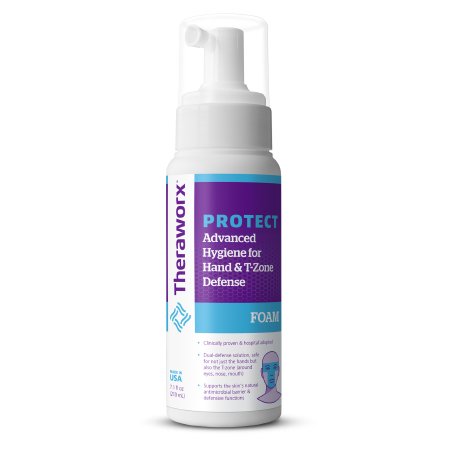 Picture of Rinse-Free Cleanser Theraworx Protect® Advanced Hygiene for Hand & T-Zone Defense Foaming 7.1 oz. Pump Bottle Orange Peel / Green Tea Scent01C-121-1X8