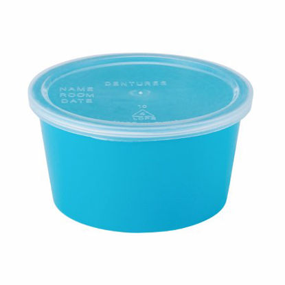 Picture of McKesson Denture Cup 8 oz. Aqua Snap-On Lid Disposable56-70293