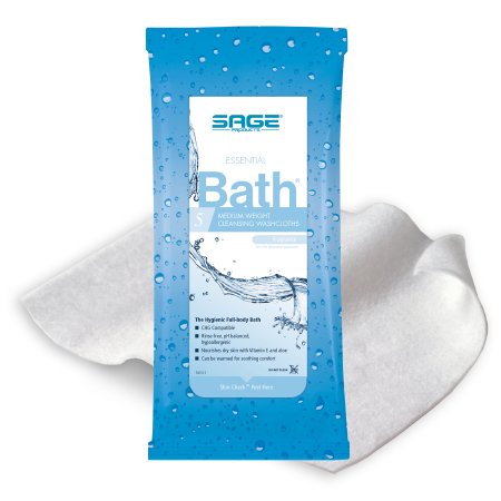 Picture of Rinse-Free Bath Wipe Essential Bath® Soft Pack Purified Water / Methylpropanediol / Glycerin / Aloe Unscented 5 Count7855