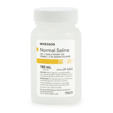 Picture of McKesson Irrigation Solution Sodium Chloride 0.9% Not for Injection Bottle, Screw Top 100 mL37-6240