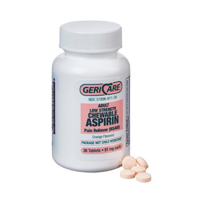 Picture of Pain Relief Geri-Care® 81 mg Strength Aspirin Chewable Tablet 36 per Bottle911-36-GCP