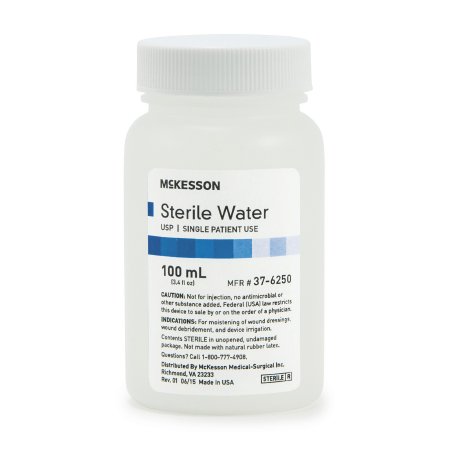 Picture of McKesson Irrigation Solution Sterile Water for Irrigation Not for Injection Bottle, Screw Top 100 mL37-6250