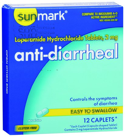 Picture of Anti-Diarrheal sunmark® 2 mg Strength Caplet 12 per Box49348052902