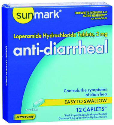 Picture of Anti-Diarrheal sunmark® 2 mg Strength Caplet 12 per Box49348052902