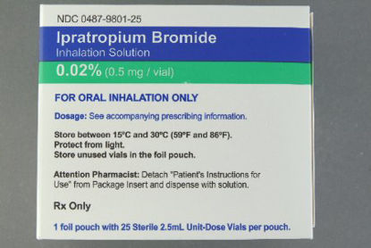 Picture of Ipratropium Bromide, Preservative Free 0.02%, 0.2 mg / mL Solution Vial 25 Vials00487980125