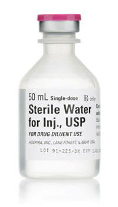 Picture of Diluent Sterile Water for Injection, Preservative Free Injection Single Dose Vial 50 mL00409488750