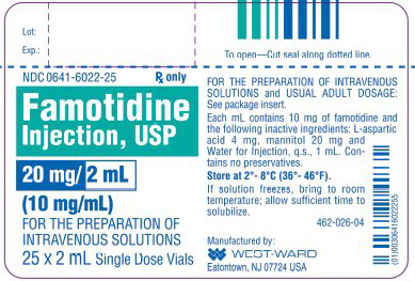 Picture of Famotidine, Preservative Free 10 mg / mL Injection Single Dose Vial 2 mL00641602225