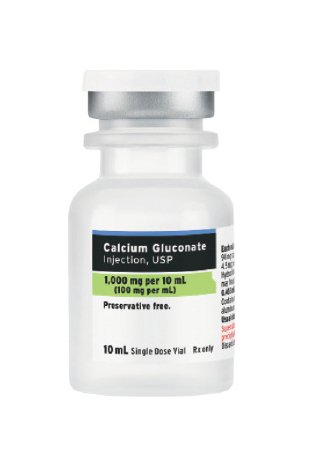 Picture of Replacement Preparation Calcium Gluconate, Preservative Free 10%, 100 mg / mL Injection Single Dose Vial 10 mL63323036019