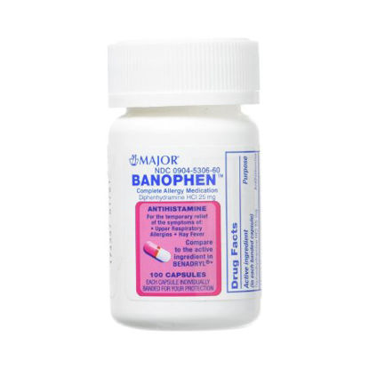 Picture of Allergy Relief Banophen™ 25 mg Strength Capsule 100 per Bottle00904530660