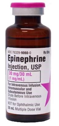 Picture of Alpha and Beta Adrenergic Agonist Epinephrine 1 mg / mL (1:1000) Injection Multiple Dose Vial 30 mL76329906000