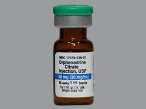 Picture of Orphenadrine Citrate 30 mg / mL Injection Single Dose Vial 2 mL17478053802