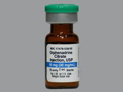 Picture of Orphenadrine Citrate 30 mg / mL Injection Single Dose Vial 2 mL17478053802