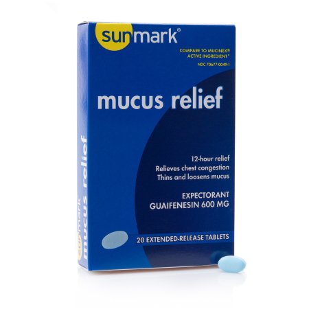 Picture of Cold and Cough Relief sunmark® mucus E.R.™ 600 mg Strength Extended Release Tablet 20 per Box70677004901