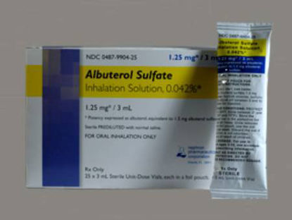Picture of Albuterol Sulfate, Preservative Free 0.042%, 1.25 mg / 3 mL Solution Nebulizer Vial 25 Vials00487990425