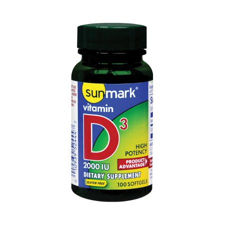 Picture of Vitamin Supplement sunmark® Vitamin D3 2000 IU Strength Softgel 100 per Bottle10939095376